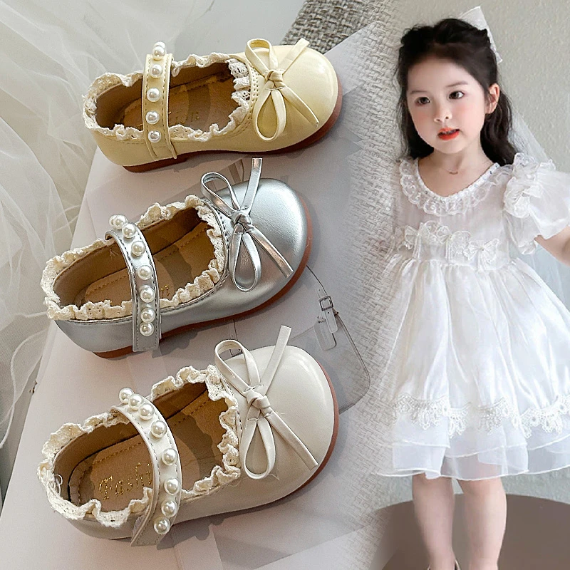 

Girls Bowknot Princess Leather Shoes Sweet Bowknot Children Lace Flat Shoes Fashion Spring Autumn New Kids Causal Party Shoes