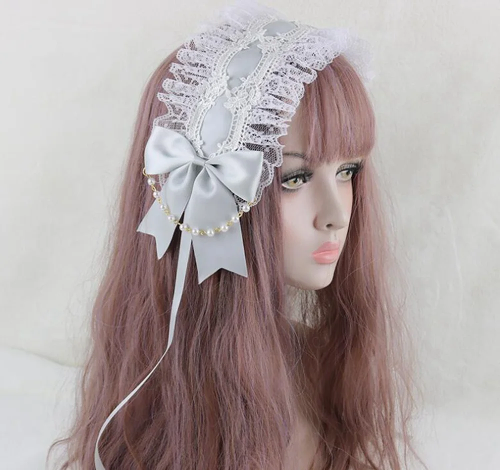 Sweet Lolita Bowknot Maid Headdress Women Girls Japanese Style Anime Ruffled Lace Headpiece Headband