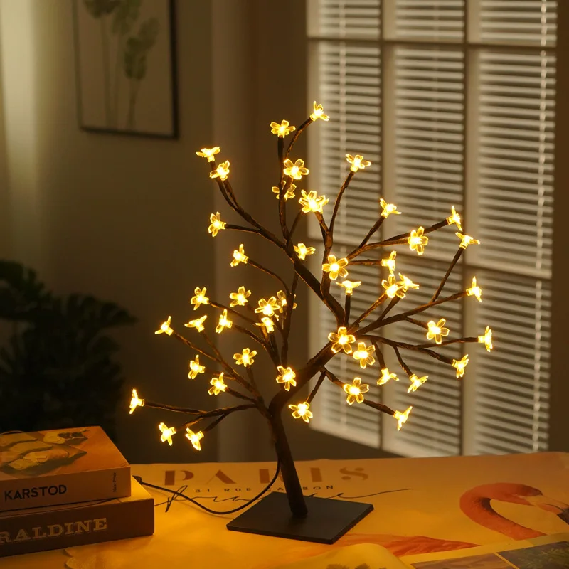 LED Night Light Mini Christmas Tree Copper Wire Garland Lamp For Kids Home Bedroom Decoration Decor Fairy Light Holiday lighting