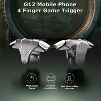 G12 ABS 4 Finger Mobile Game Trigger for PUBG Aim Shooting L1 R1 Gamepad Joysticks Controller for IPhone Android Phone Universal