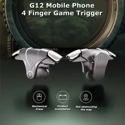 G12 ABS 4 Finger Mobile Game Trigger for PUBG, Aim Shooting, L1, R1 Gamepad, JoysUniverse Contrmatérielle for iPhone, Android Phone, Universal