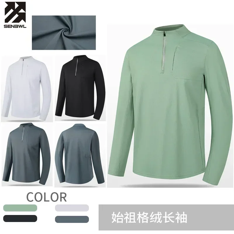 

Men's T-shirts Long Sleeve Crewneck Working Hiking Fishing Shirts with 1/4 Zipper Front Trrainning tshirt For Men