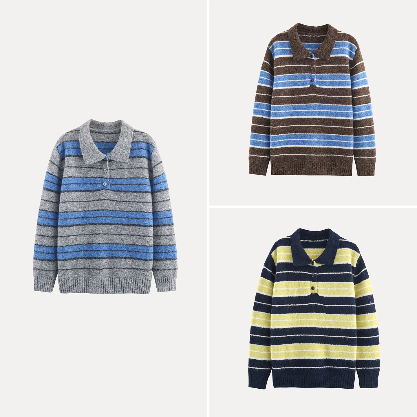 كسول Sle اللون بلو مخطط Ne سترة المرأة عادية محبوك طويل Sve irt العلامة التجارية الصينية Z الخريف جديد Arr...