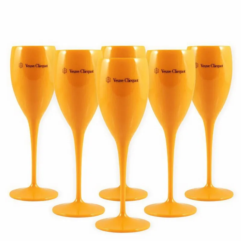 6Pcs Acrylic Champagne Flutes Whisky Pink Orange Wholesale Party Wine Glasses Acrylic Glass Set