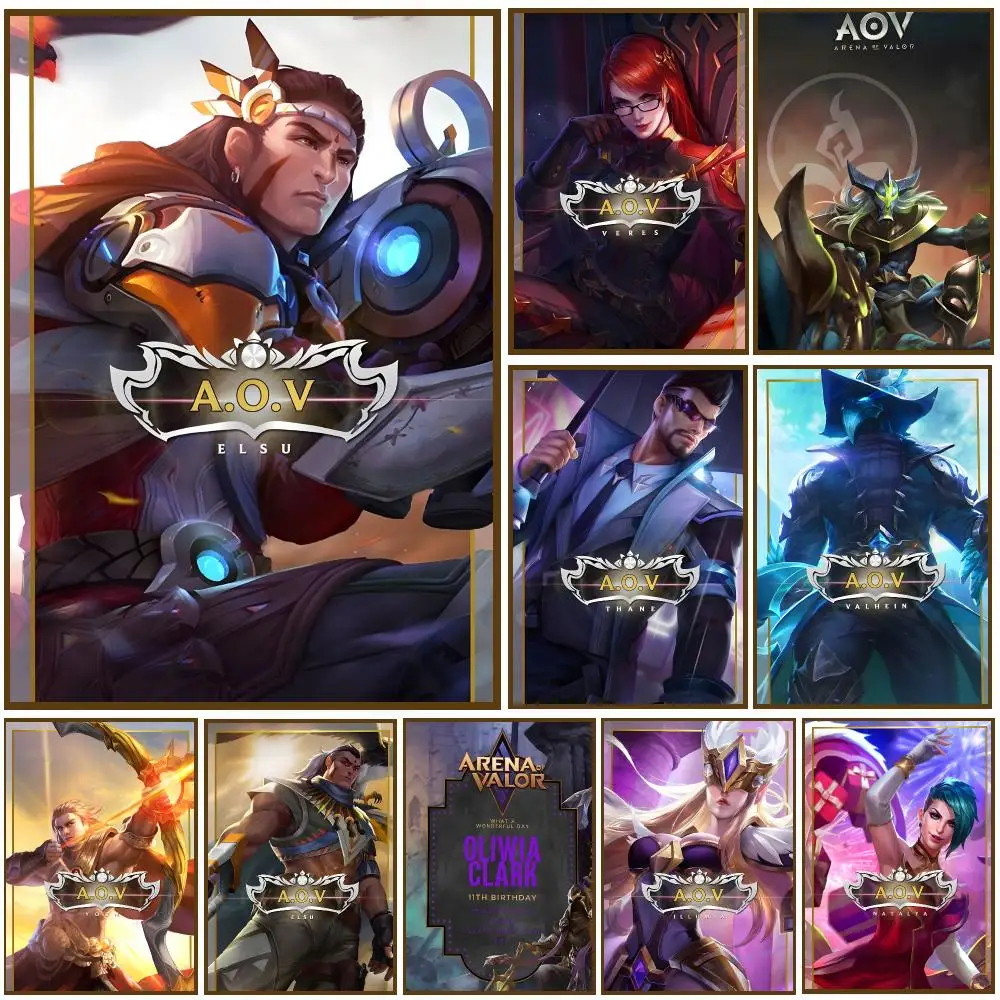 Arena of Valor Game Poster Self-adhesive Living Room Bedroom Party Bar Decor Moisture-proof Fade-resistant HD