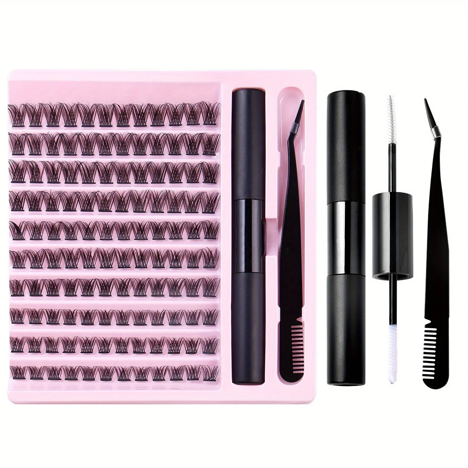 DIY Lash Kit de Extensão, Lash Cluster Kit, Impermeável, Forte Segure, Bond e Seal, Pinça de cílios