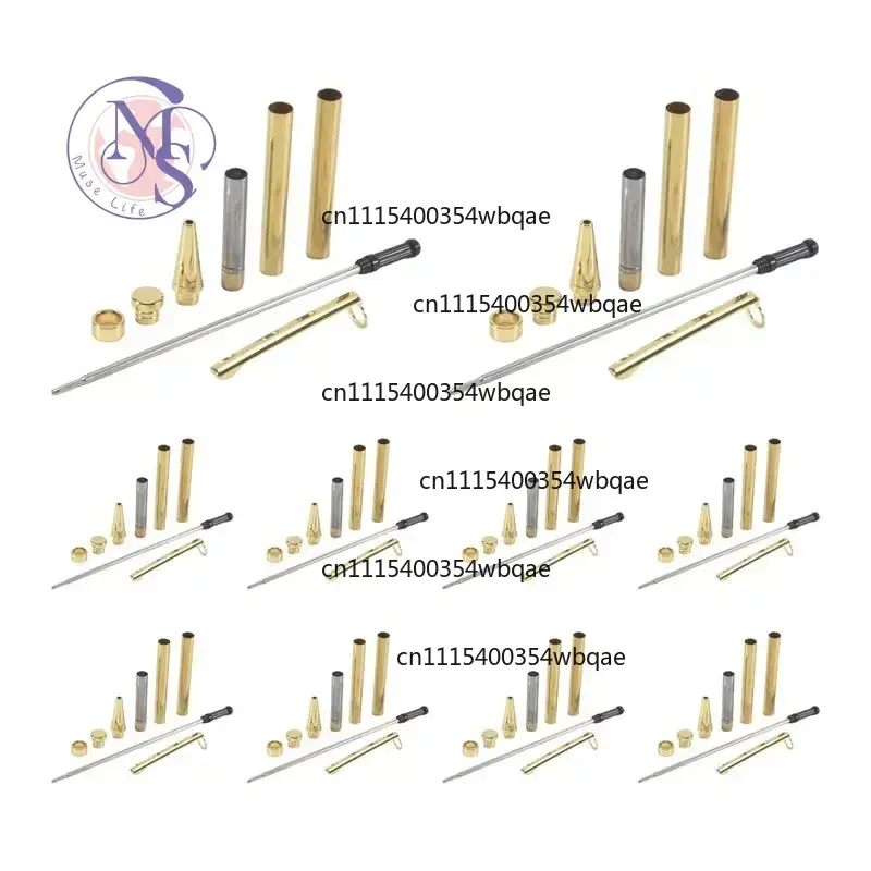 ZOCI-FOR-10Pcs Slimline Wood Turning Pen Kit 7mm Twist Pen With Refill Gold Lathe Turning Tool Replacement Accessories
