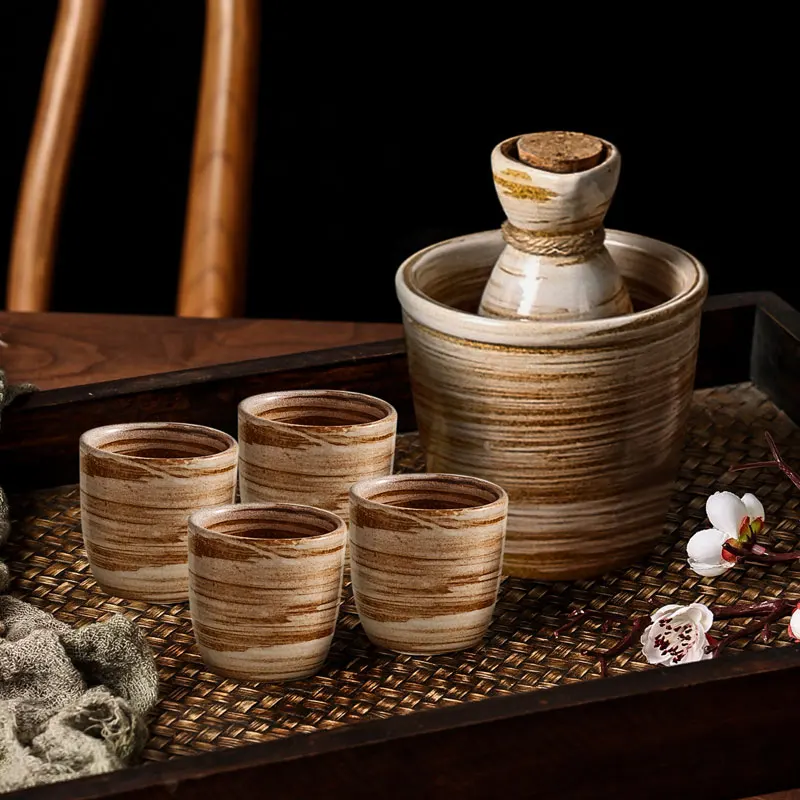 Japanese-style Sake Pot Baijiu Ceramic Wine Set Household Restaurant Ironing Pot Warm Wine Pot Small Wine Glass Spirits Cup