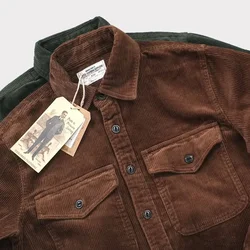 American-Style Retro Amekaji Engineer Overalls Men's Japanese Corduroy Double-Pocket Long-Sleeved Shirt