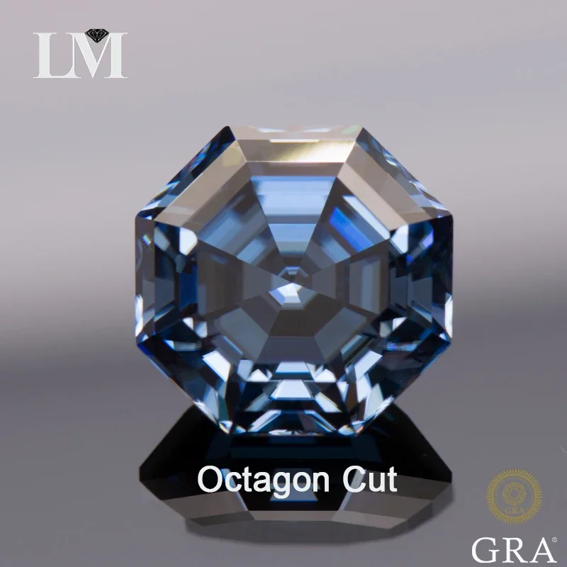 Moissanite Stone Octagon Natural Colours Royal Blue Lab Grown Gemstones Diamond Jewelry Making Materials with GRA Certificate