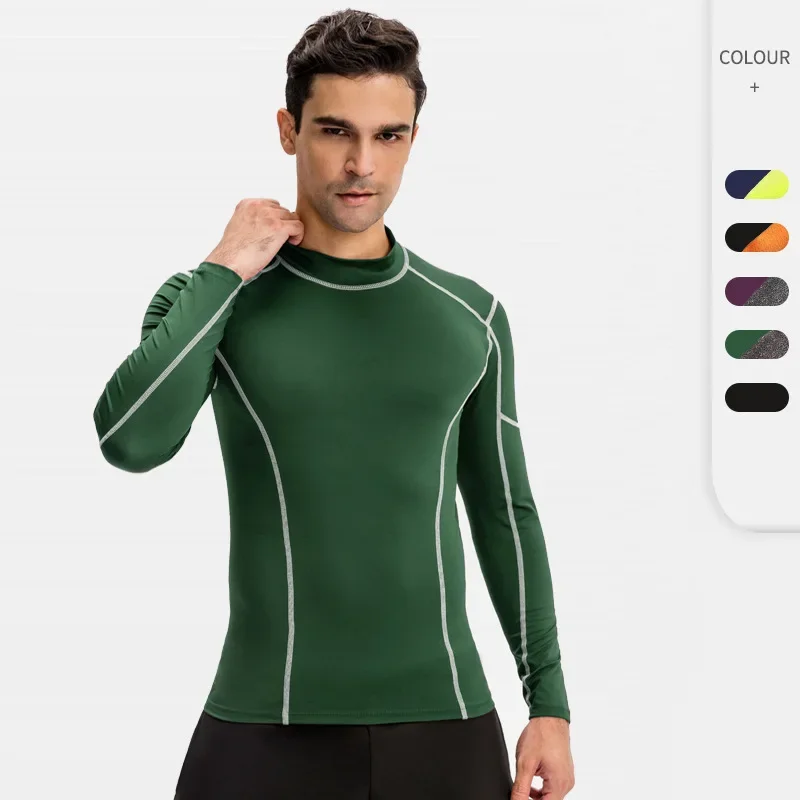 Men's Compression Shirt Gym Top Long Sleeve Workout Sportswear for Fitness Training Running Muscle Fit Top Clothes Tight T-shirt