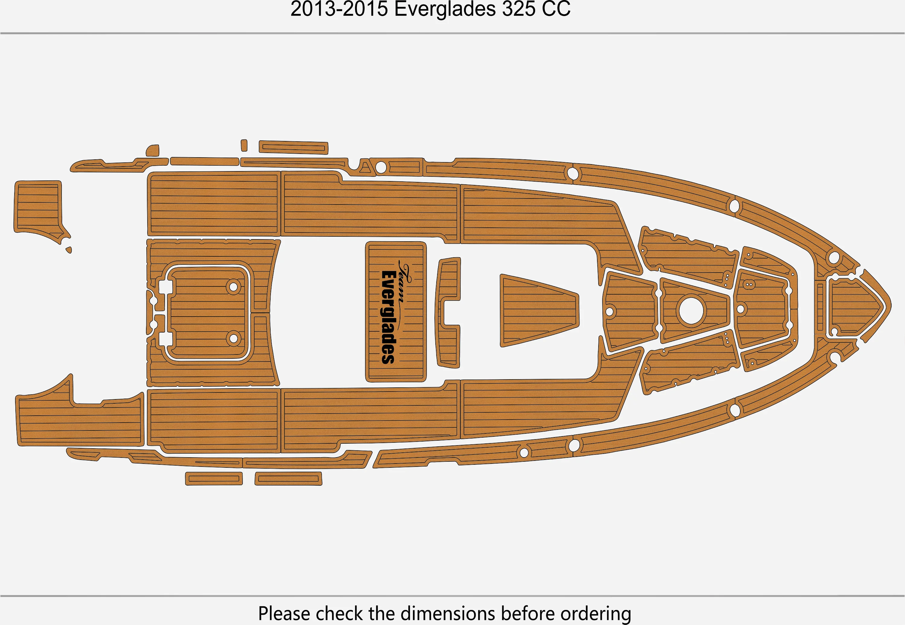 Marine Faux Teak EVA Non-Slip Mat-2013-2015 Everglades 325 CC Self-Adhesive 1/4