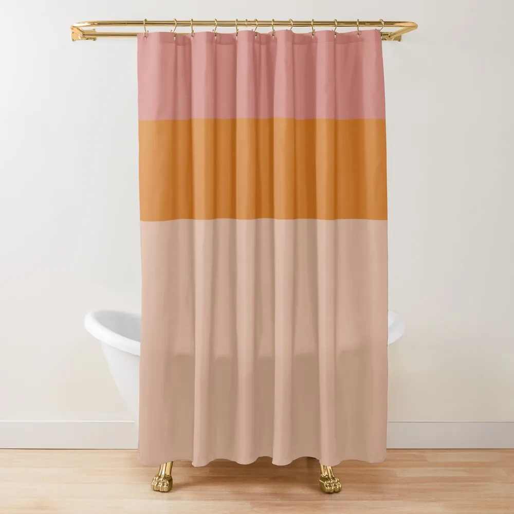 Color Block Minimalist Pattern in Late Summer Pink, Orange, and Blush Shower Curtain Cover Curtain