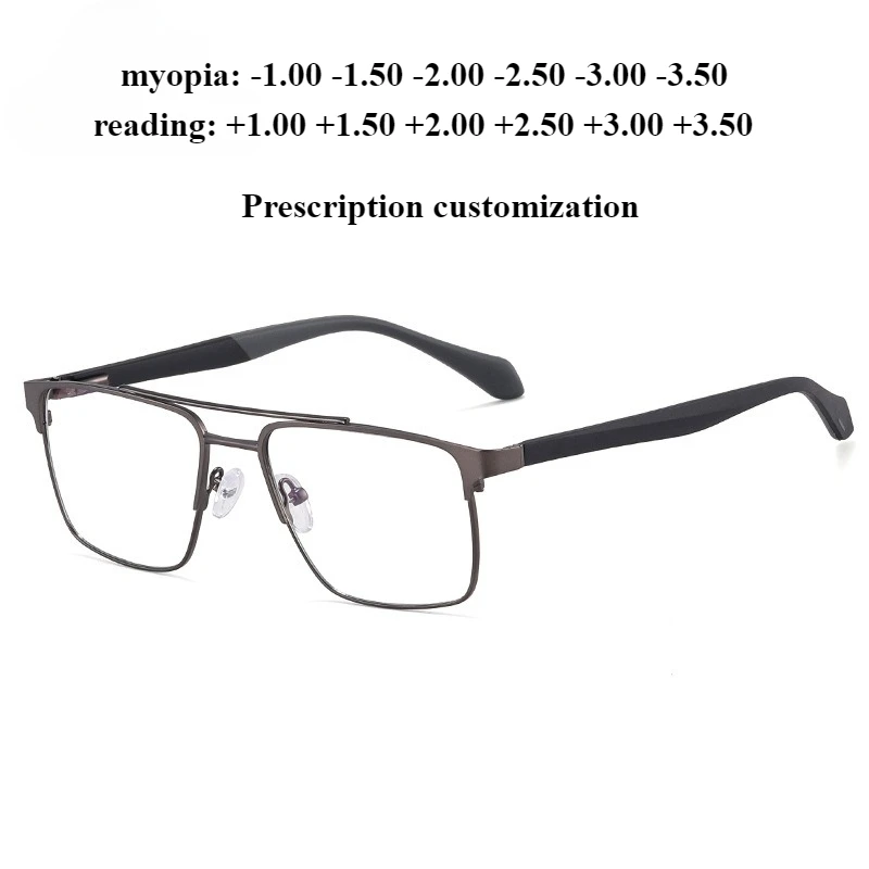 

Новые мужские деловые очки для чтения с двойным лучом и защитой от синего света, очки для близорукости по рецепту, плоские очки
