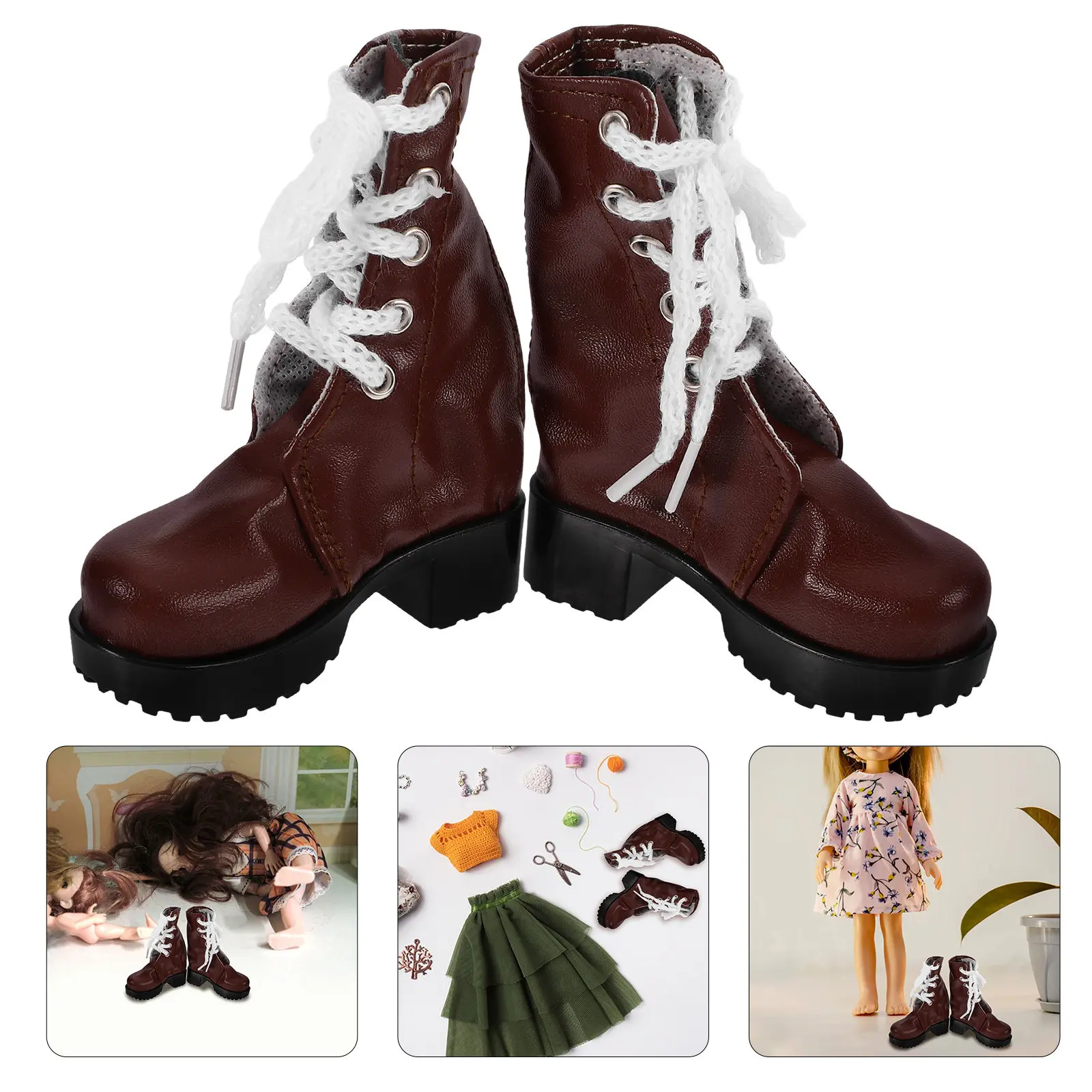 

1 пара миниатюрных ботинок из износостойкого полиуретана, детские аксессуары, мини-обувь для кукольного домика, украшения, декор для кукольной обуви