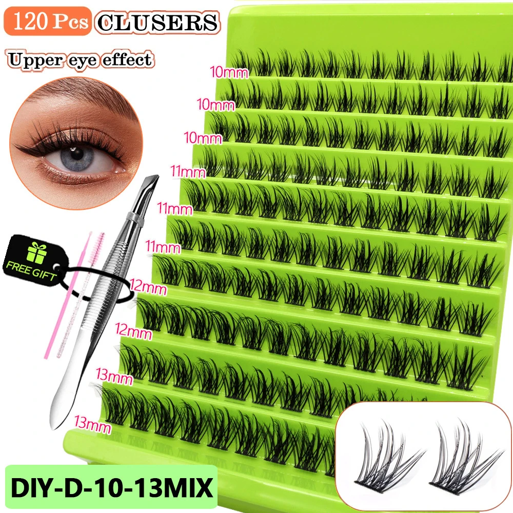 10-40D Curl Eyelashes Extensions Kit Mix 8-14mm Lash Clusters Natural Look DIY Eye Makeup Eyelashes Supplies 120-200pcs/pack