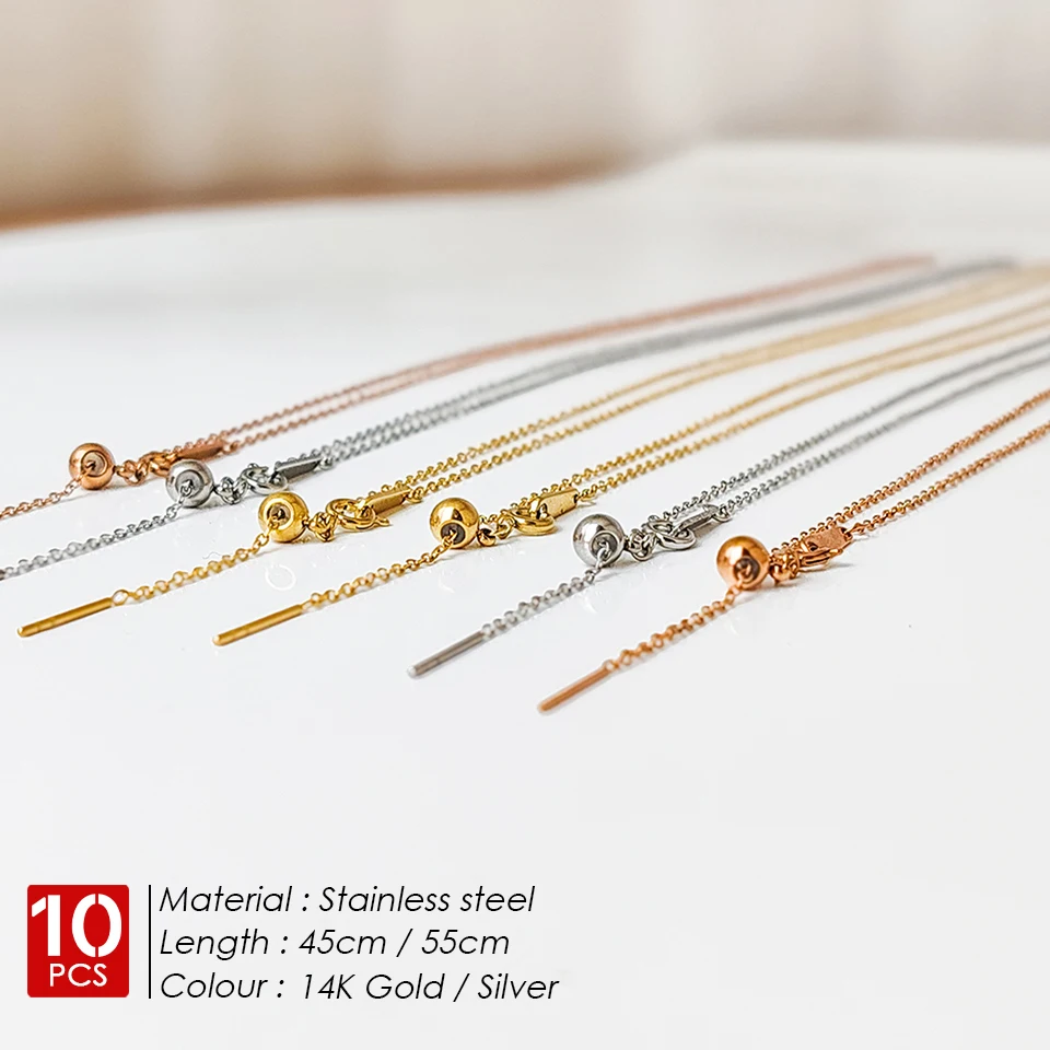 EMANCO 10 Stück Edelstahl Zarte Kettenhalskette Choker-Halsketten für Damen Modeschmuck Lange Mehrlagige Anhängerhalskette – Detail 1