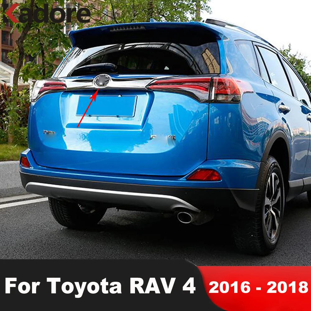 

Для Toyota RAV4 RAV 4 2016 2017 2018, хромированная задняя крышка багажника, накладка на заднюю дверь, декоративная полоса, внешние аксессуары автомобиля
