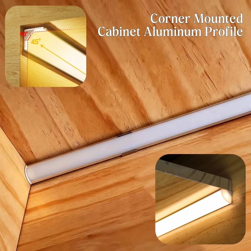 Angled Glow Black/White LED Aluminum Profile V-Shaped Corner Aluminum Channel With Diffuser Ceiling Wall Mounted Bar Strip Light