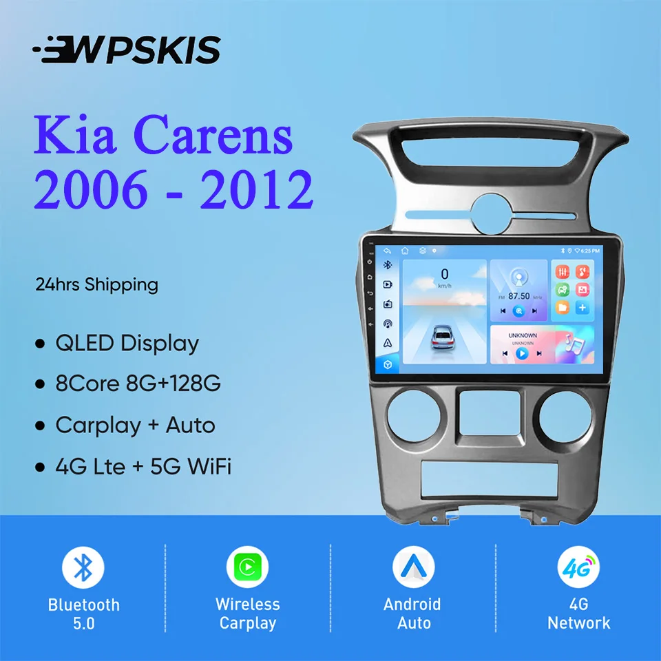 

9'' QLED Android 14 8G+128G Car Auto Radio Stereo DVD Multimedia Player GPS Navi HU For Kia Carens 2006 2008 2010 2012 Carplay