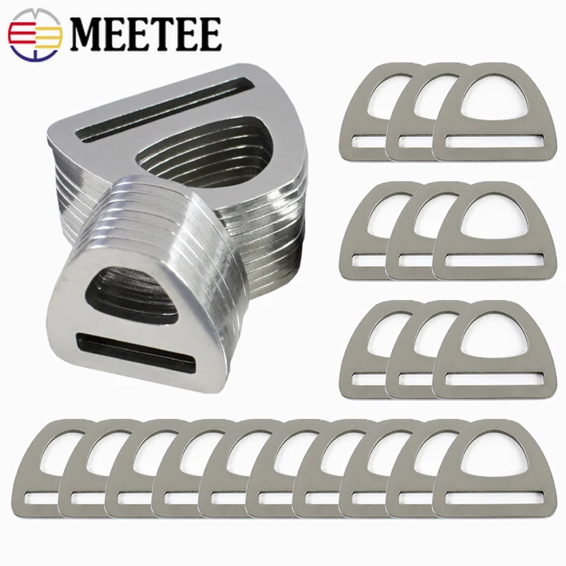 Meetee 2-10P 22/25/38mm 304 Stainless Steel Triangle Adjuster Buckle D Ring Clasp for Backpack Strap DIY Hardware Accessories