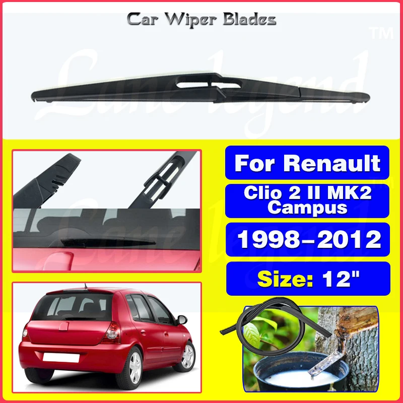 

Car Wiper 12" Rear Wiper Blade For Renault Clio 2 II MK2 Campus 1998 - 2012 Windshield Windscreen Rear Window Car Accessories