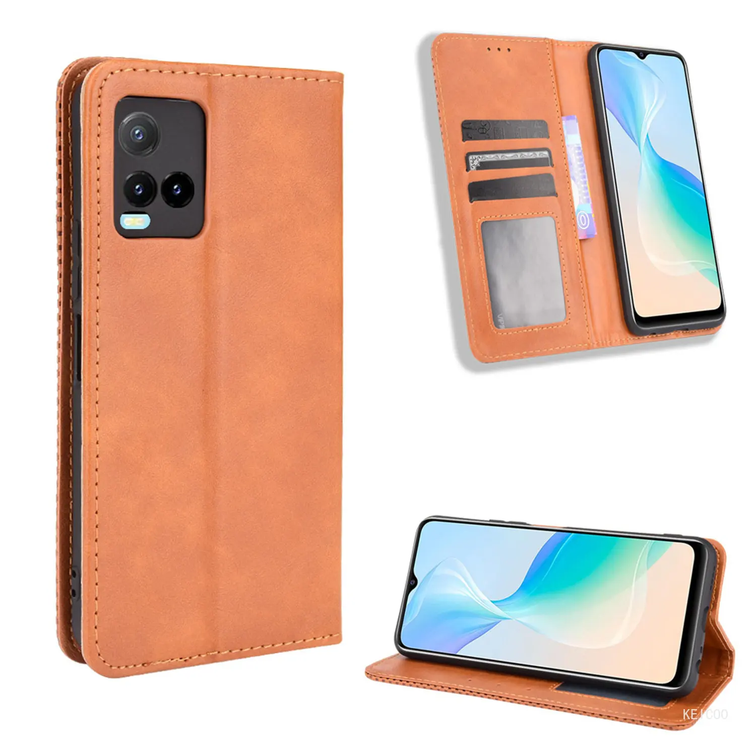 Magnetic Flip Cover Leather Case for Vivo Y33T Y33S Y21 Y21S Y78 Plus V2109 V2111 V2110 Anti-fall Protective Shell Phone Holder