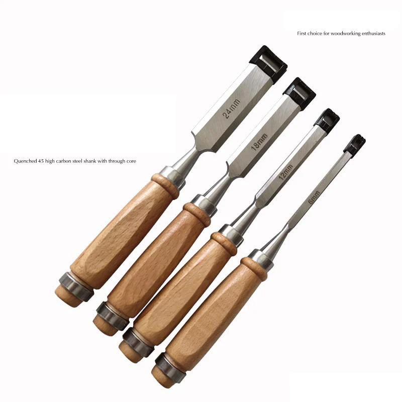 

U50 4PCS Woodworking Carving Chisel Kit Carpentry Flat Chisel Woodcut Carving Knife Professional Woodworking Sculpture Tools