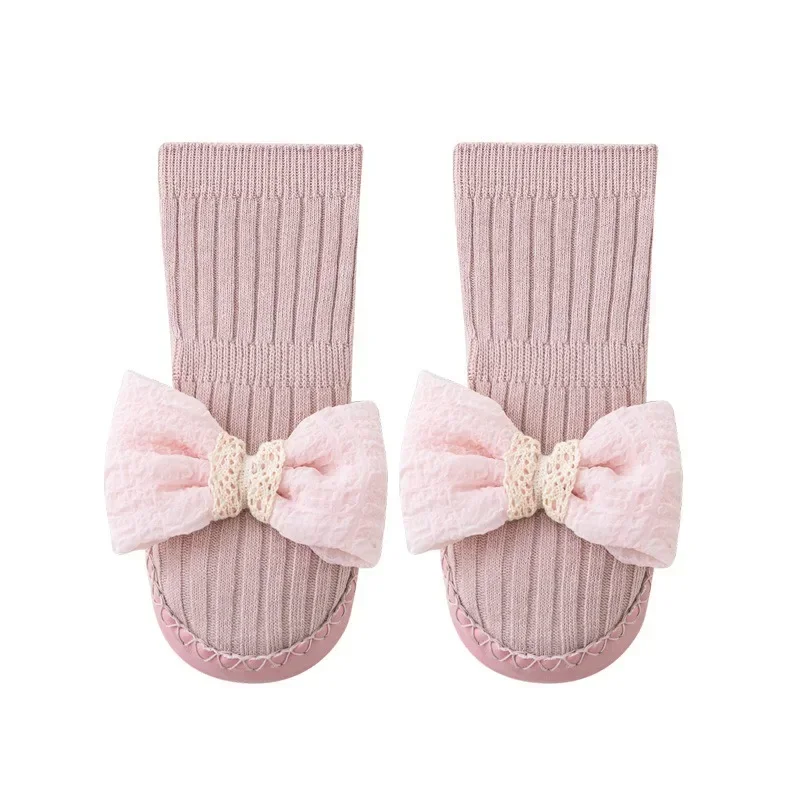 Spring Summer Baby Girls Socks Newborn Baby Bowknot Socks Infant Baby Socks Anti Slip Soft Cotton Floor Sock Shoes