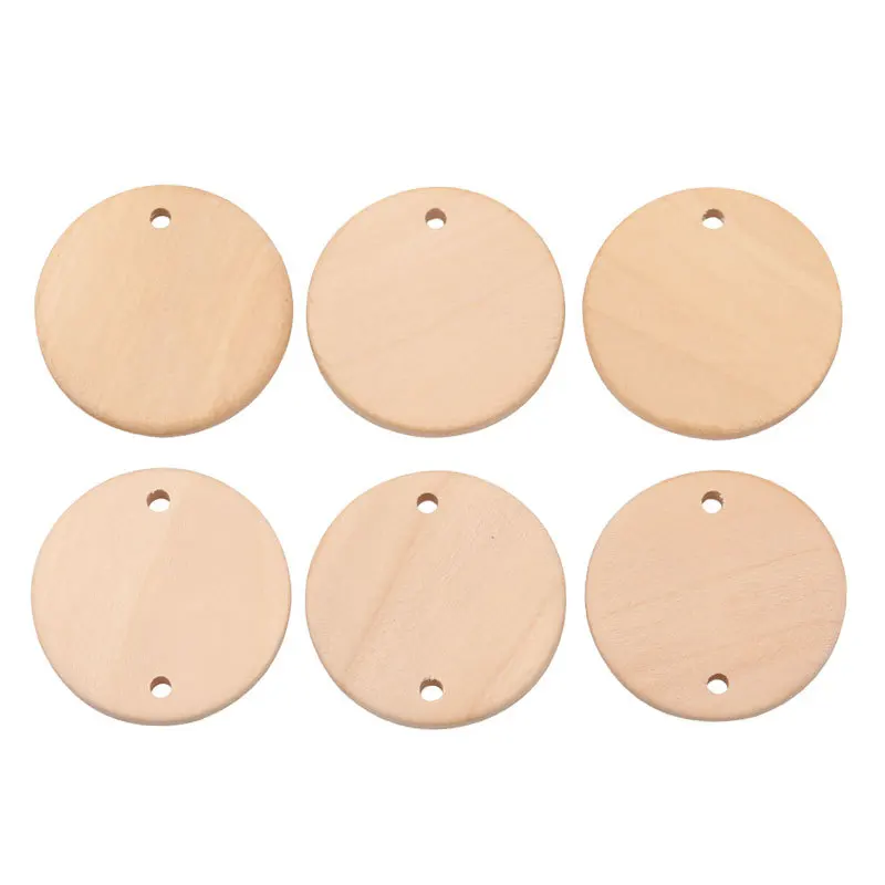 Wholesale 100Pcs Craft Wood Blank ID Tags With Box Key Ring Name Plate For Dog Number Keychains Predrilled Wooden DIY Keyring