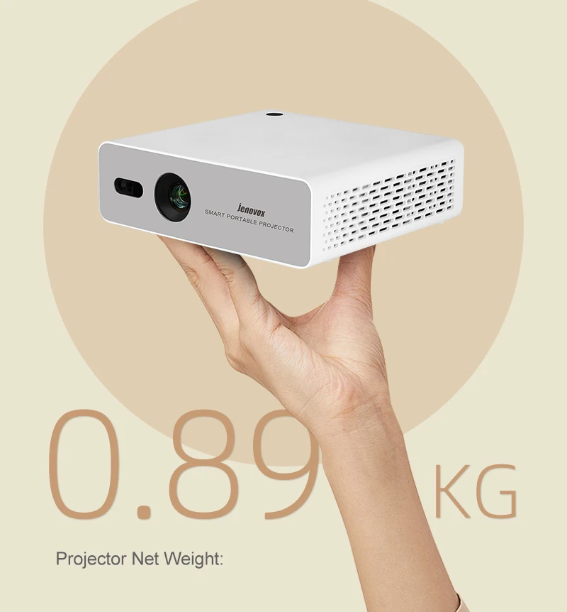 

Jenovox M5000 Mini DLP 4K Projector With Built In Battery Portable Proyector With Android For Outdoor Use