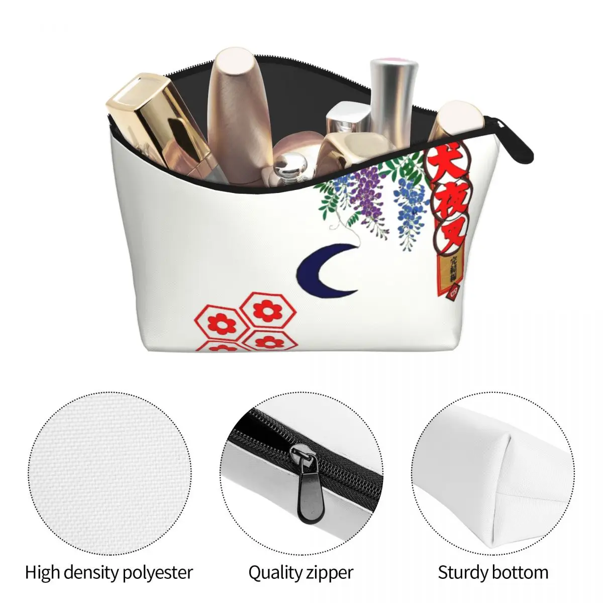 Travel Seshomaru Flower Pattern Toiletry Bag Demon Inuyasha Anime Manga Cosmetic Makeup Organizer Beauty Storage Dopp Kit Box