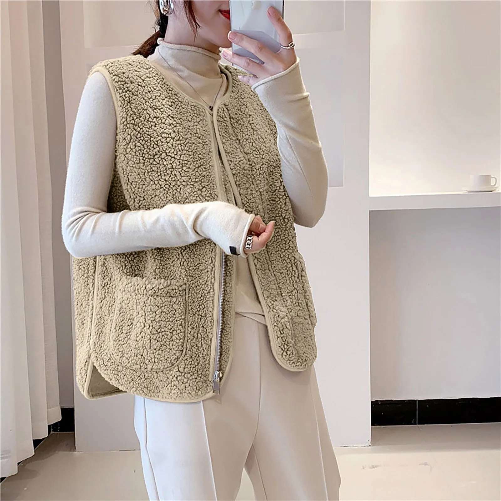 2021 Autunno Inverno Gilet da donna in lana di agnello Versione coreana Versatile gilet in pelliccia imitazione Cappotto Giacca senza maniche casual