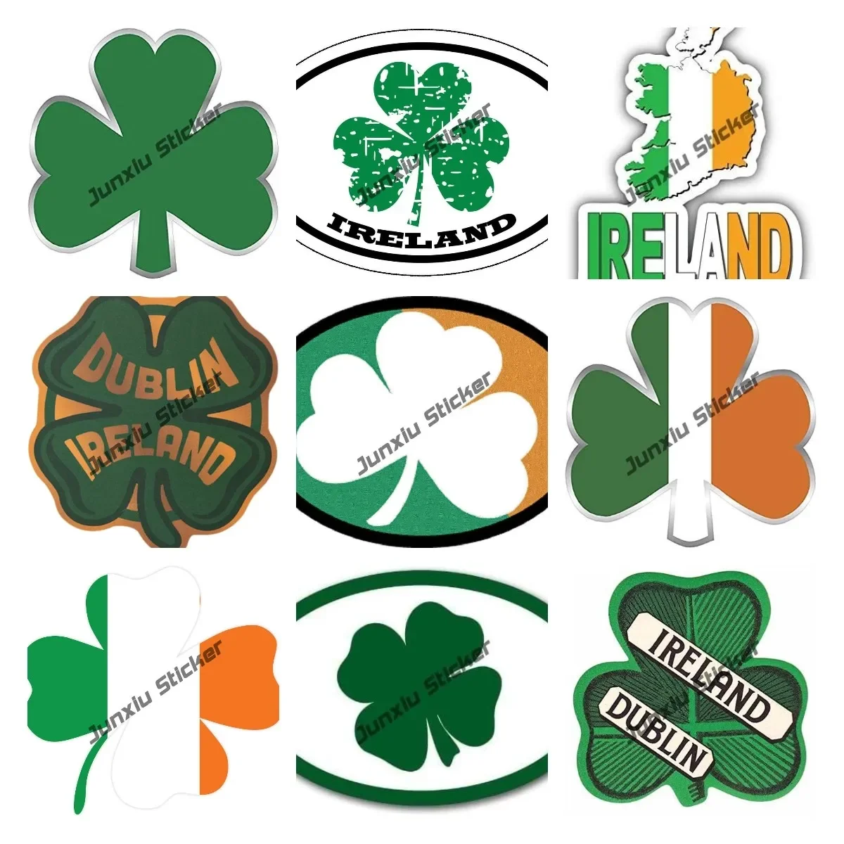 Ireland Sticker Oval Country Code Flag Full Color Printed Windows Walls Laptop Waterproof Camper JDM Surfboard Decoration