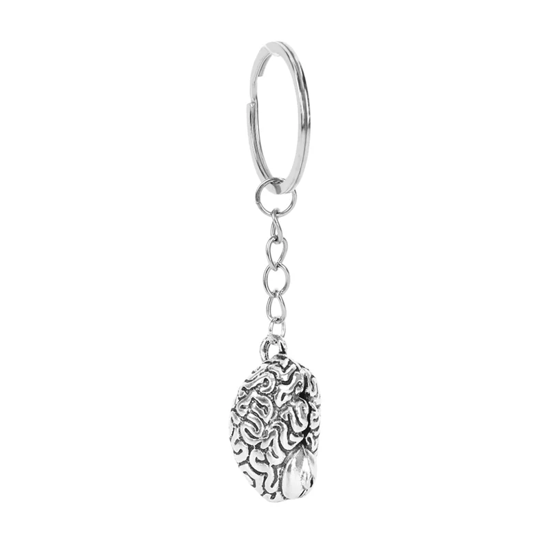N93R 5X Brain Keychain Alloy Smart Brainiac IQ Key Ring Fob Chain Medicine Human