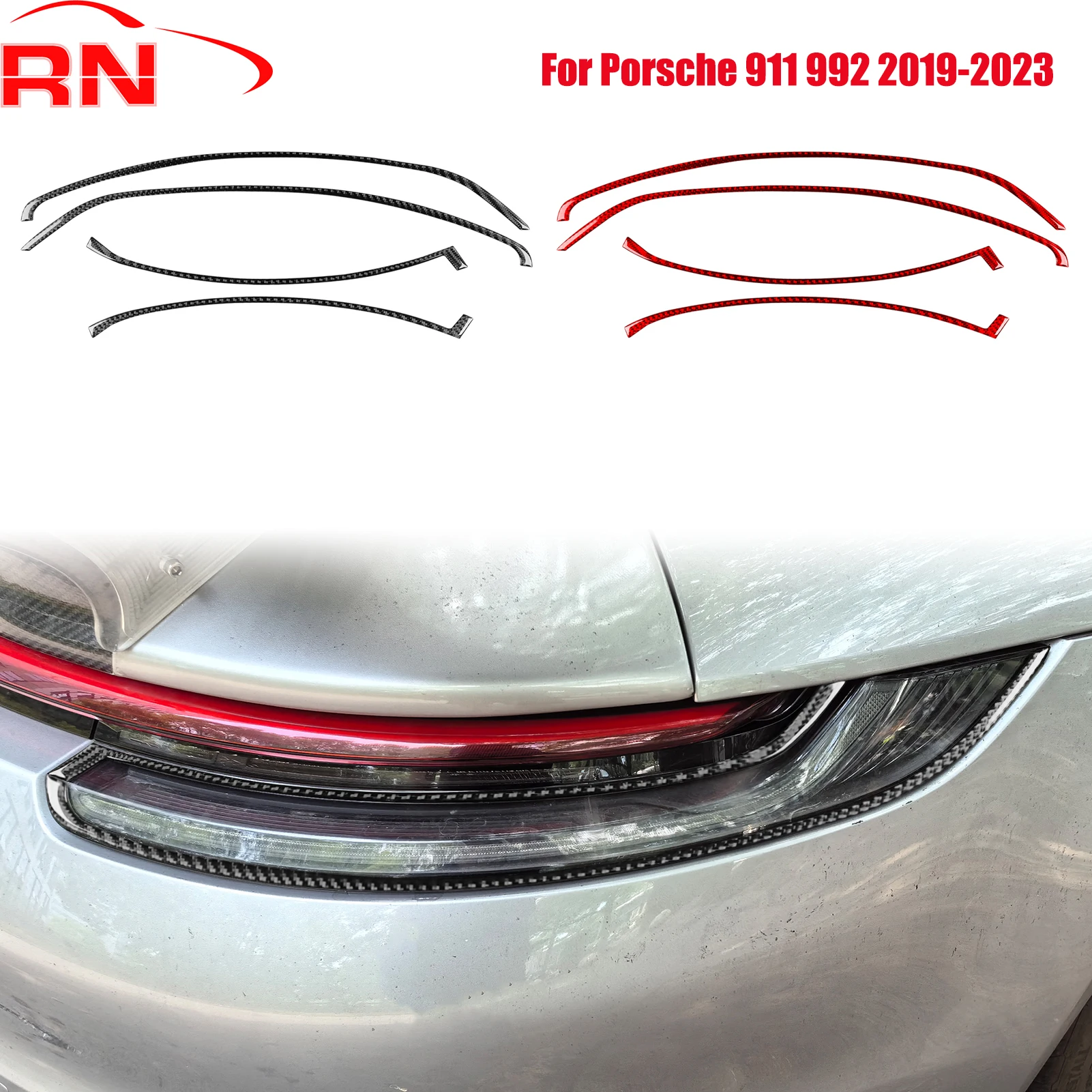

Для Porsche 911 992 2019-2023 преобразование из углеродного волокна, накладка на задний фонарь автомобиля, аксессуары, черная пианино, декоративная наклейка