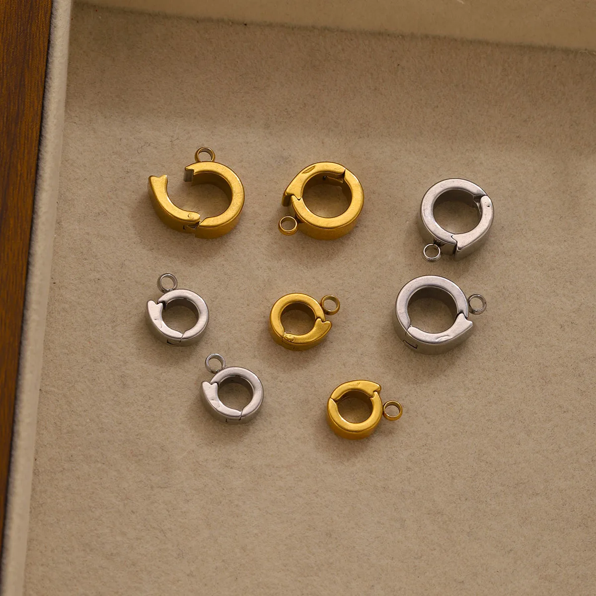 2PCS 18K Gold Plated Stainless Steel Round Jewelry Clasps Durable Necklace Bracelet Connectors Fasteners Wholesale Supplies - view 4
