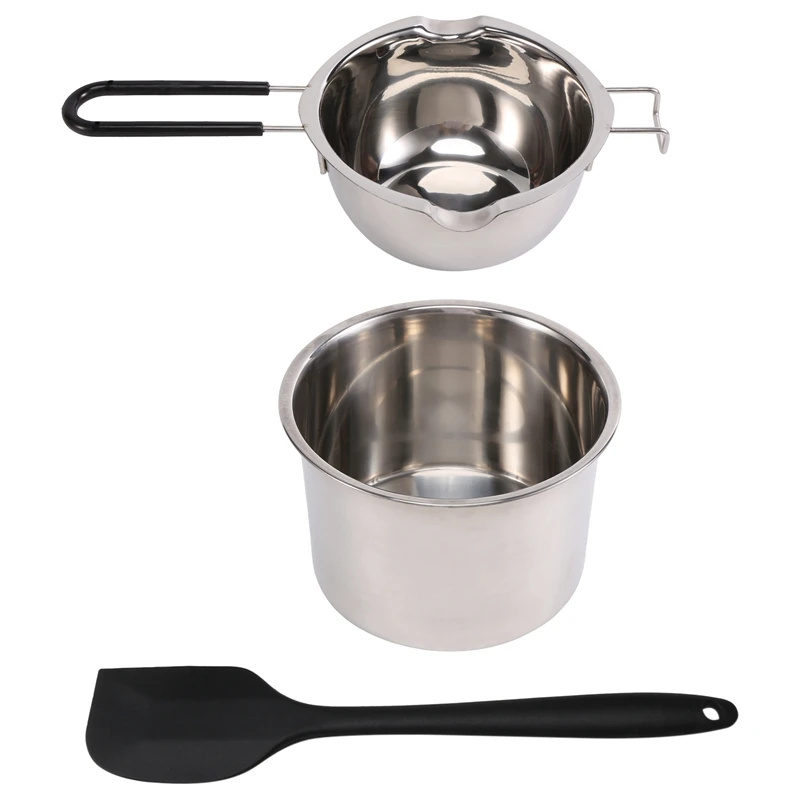 Double Boiler Pot Set Stainless Steel Melting Pot With Silicone Spatula For Melting Chocolate,Soap,Wax,Candle Making