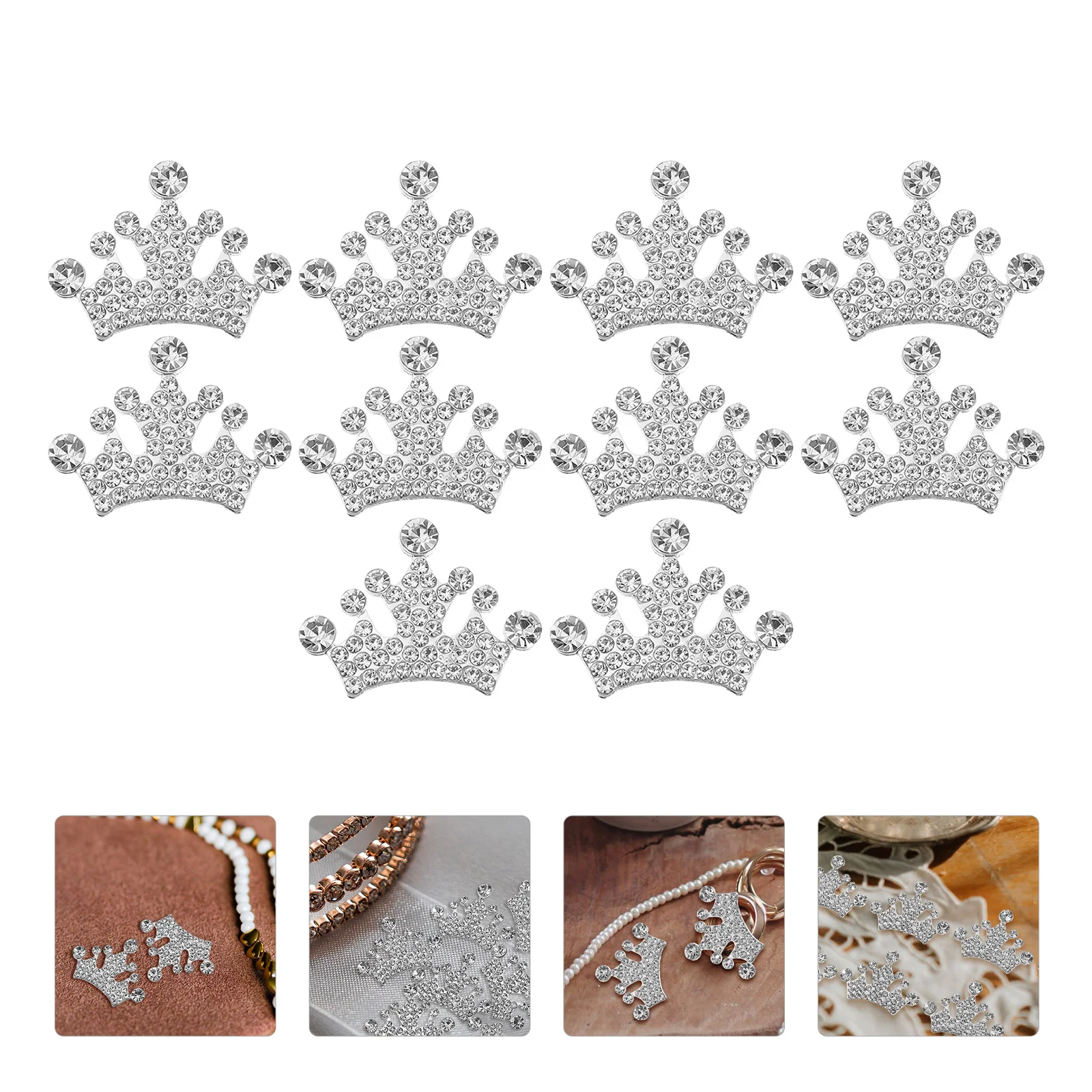 10 Pcs Full Diamond Crown Accessories Nail Jewels for Crafts Pearl Hair Flatback Rhinestones Prom Shaped Decors Clothing Child