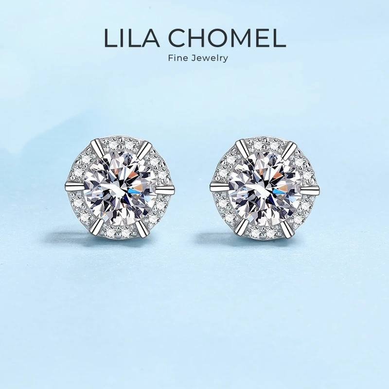 

New Year Wife 18K White Gold Birthday Gift Earrings 1CT Moissanite Diamond Girl Valentine's Day PT950 Women Wedding Fine Jewelry