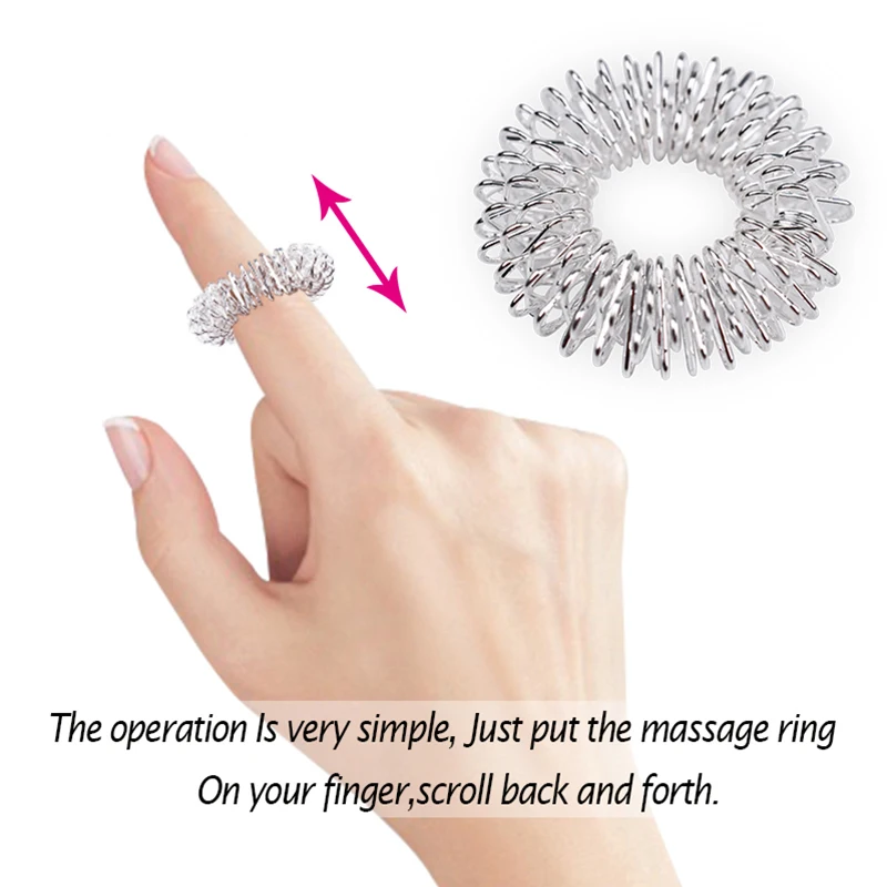 /JCS/Stainless Steel Finger Massage Ring Acupuncture Ring Therapy Relax Blood 10pcs
