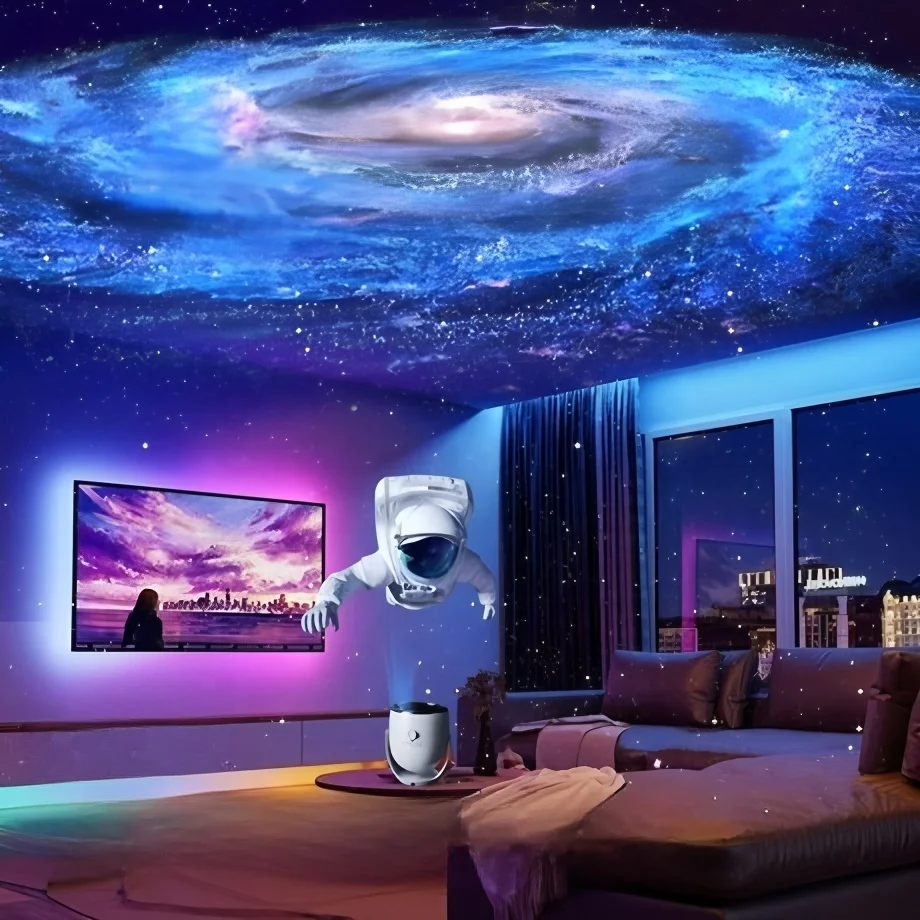 Ultra clear focus 3D holographic galaxy star projector speaker 150 dynamic LED light source modern style planetarium projector