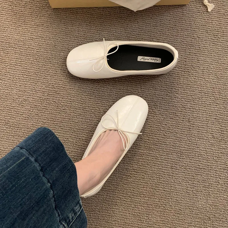 Neue Frühlings- und Herbst-Ballerinas für Damen mit Flacher Sohle, Runder Zehenpartie, Modischem Schleifen-Design, Slip-On-Schuhe für Damen zum Tanzen – Detail 11
