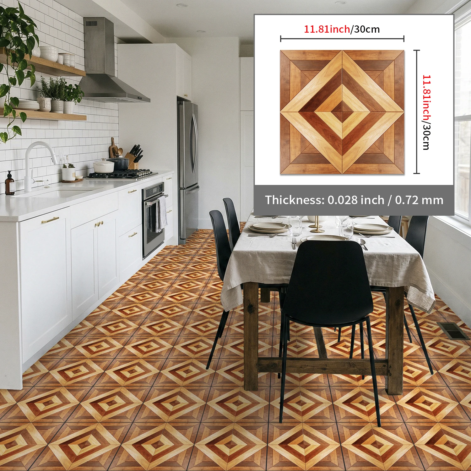 

Thick matte geometric wood grain wear-resistant waterproof self-adhesive floor and wall stickers, suitable for indoor decoration