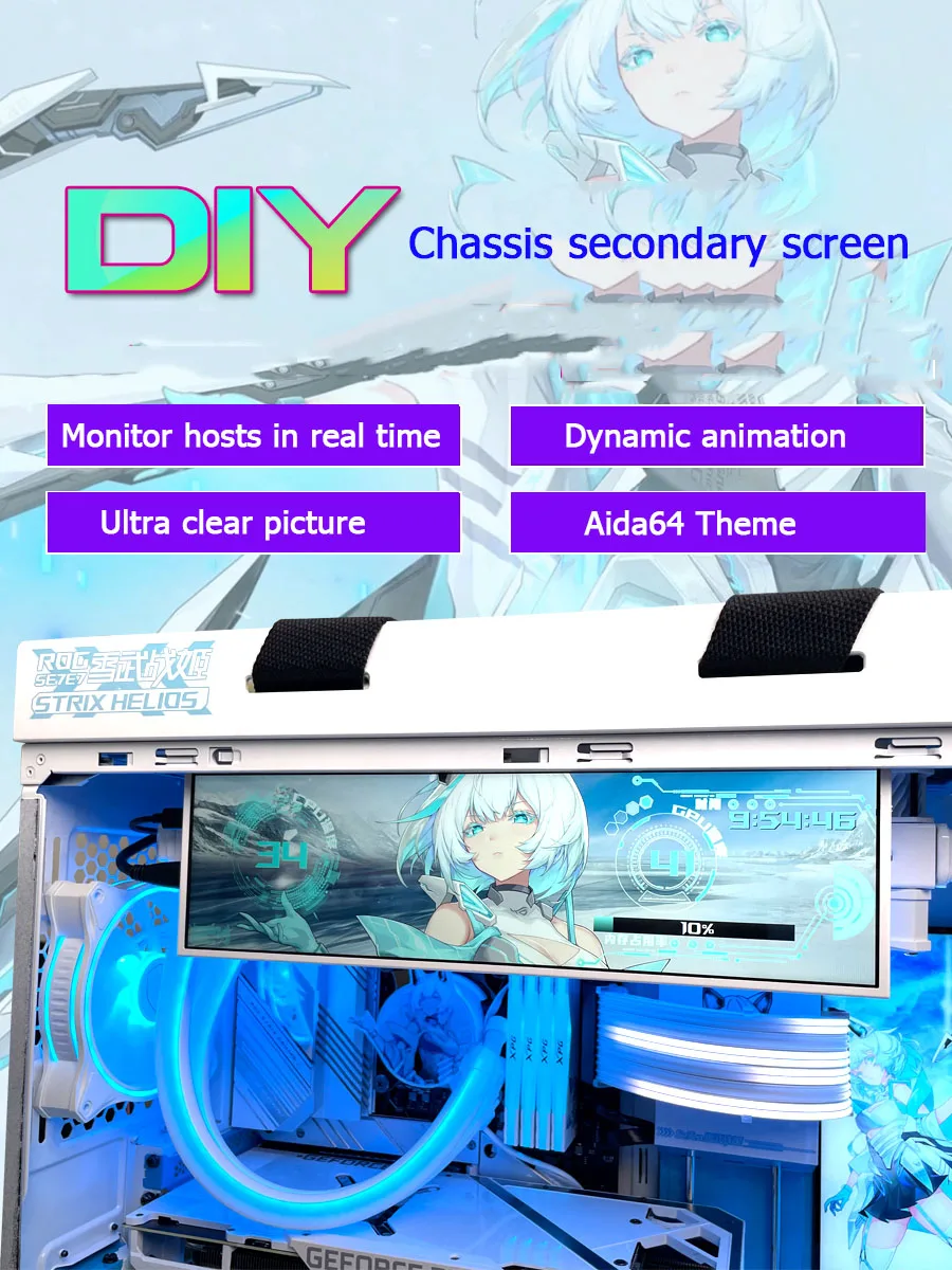 Chassis secondary screen Computer hardware temperature monitoring screen Temperature control display DIY small screen AIDA64 mon