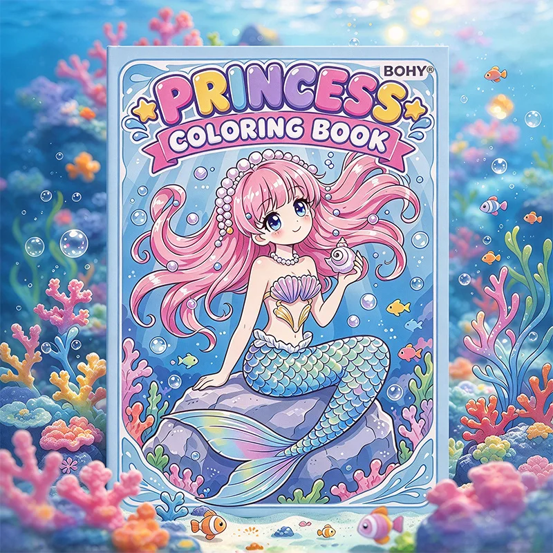 1 Children's Hand Drawn Princess Coloring Book, Containing 32 Pages of Theme Drafts Such As Beautiful Princess, Dreamy Mermaid