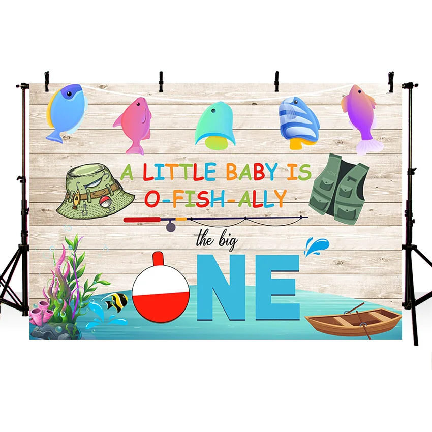 Mehofond Welcome Baby 'S 1st Happy วันเกิดการถ่ายภาพฉากหลังฤดูร้อนว่ายน้ำปลาหมวกชาวประมงพื้นหลังเด็กแบนเนอร์