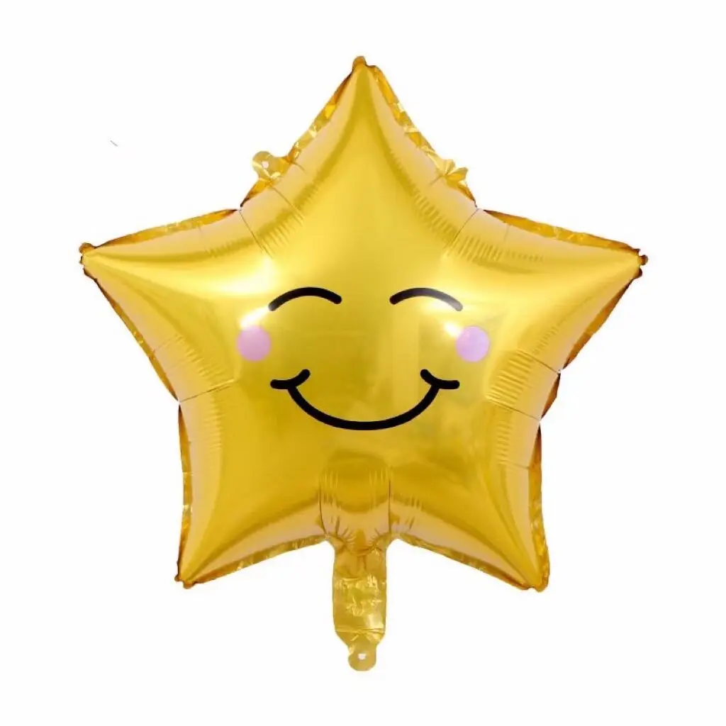 10pcs Yellow Smiley Foil Balloons 18inch Star Smile Playground Park Baby Shower Ballon Toys Wedding Birthday Party Decorations