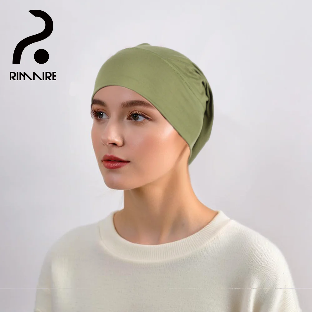 RIMAIRE New QMilk Elastic and Comfortable Muslim Inner Hijabs for Women Lightweight Average Size Plain Hijab Casual Turban