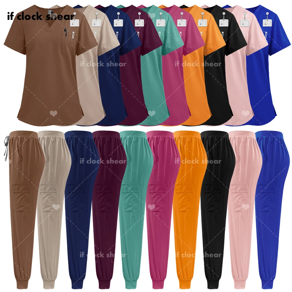 Medisch Uniform Elastische Scrubs Set Ziekenhuis Chirurgische Tops Broek Verpleegkundige Accessoires Gezondheidszorg Verpleegkundige Werkkleding Arts Kleding